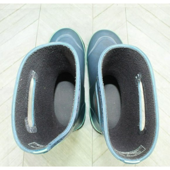 Bogs Pansies Blue Rubber Pull On Floral Waterproof Rain Boots Size 4 Youth - Picture 7 of 9